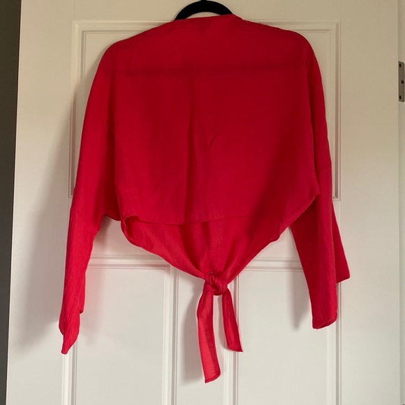TopShop Red Tie Front Blouse - Picture 5 of 5